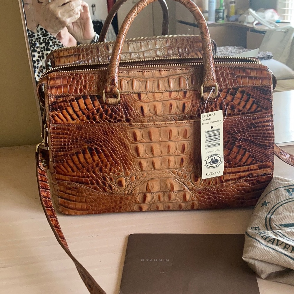 Brahmin lovely leather gator print bag